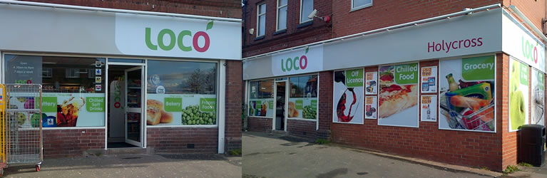 Nisa Loco shopfront respray fascia 